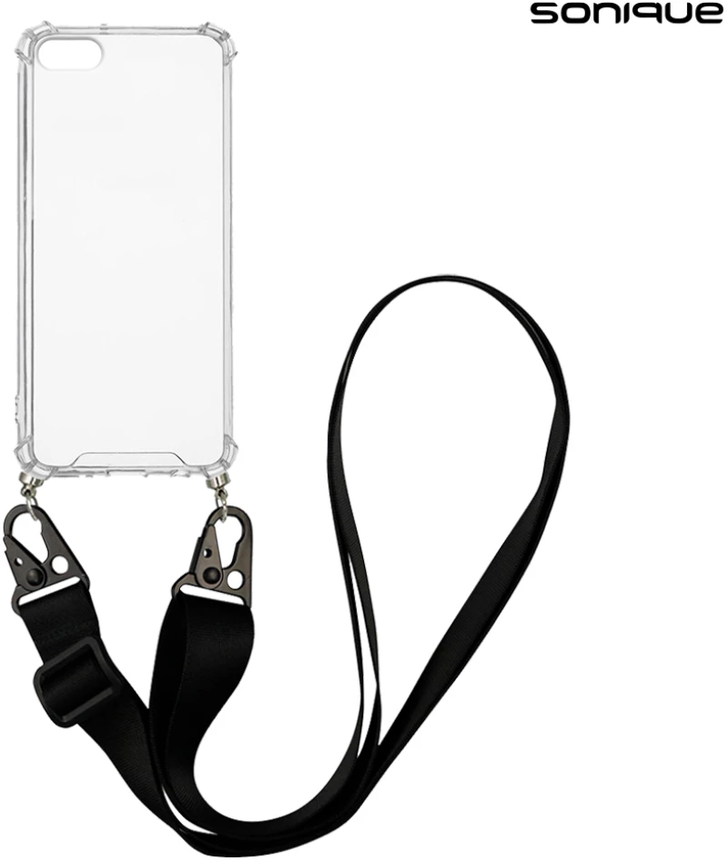 Θήκη Σιλικόνης με Strap Sonique Armor Clear Apple iPhone 7 / iPhone 8 / iPhone SE 2020 / iPhone SE 2022 Μαύρο