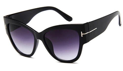 Techsuit - Sunglasses (9778) - for Women with PC Frame and Lens, Cat Eye - Black / Gradient Gray
