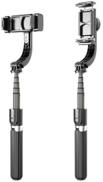 Techsuit - Selfie Stick (L08) - Stable Gimbal/Tripod with Bluetooth Remote Control, 360 Rotation, 86cm - Black