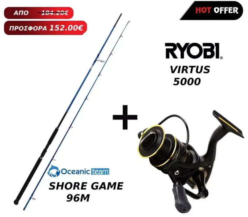 Combo Shore Oceanic Team Shore Game 96M + Ryobi Virtus 5000