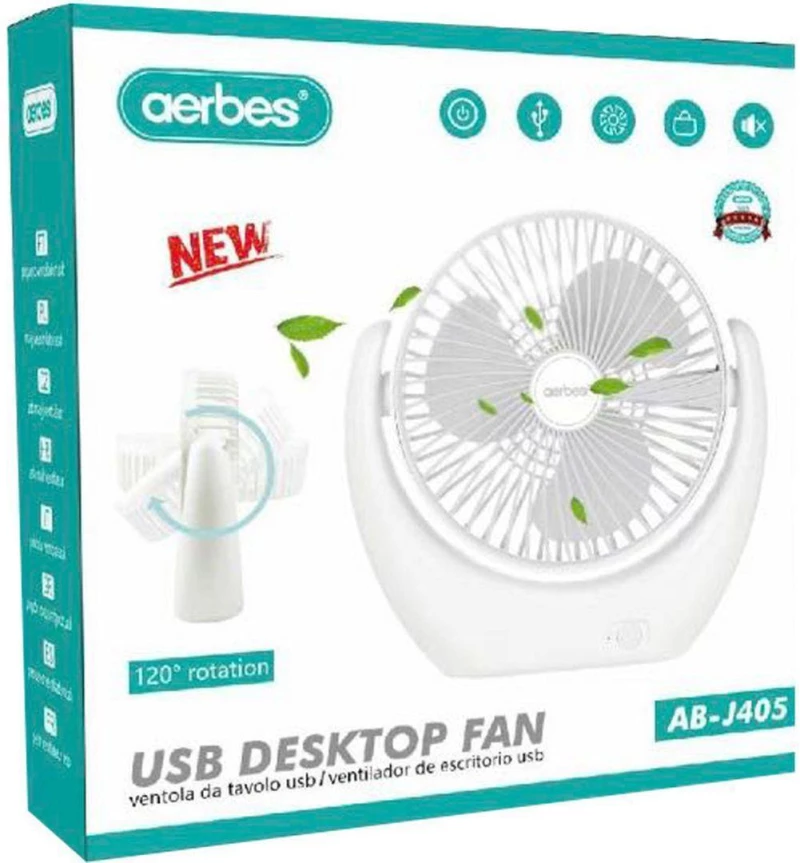 Aerbes Ανεμιστηράκι USB Λευκό AB-J405