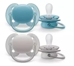 Philips Avent Πιπίλες Σιλικόνης Ultra Soft 6-18 Μηνών Μπλε/Γκρι 2 τμχ  {SCF091/34}