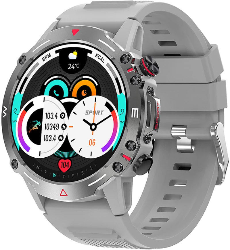XO J7 Amoled Star Round Smart Sports Call Watch (Γκρι)