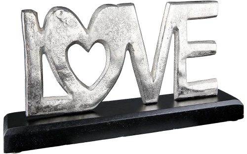 Διακοσμητικό ArteLibre 'Love' Σε Βάση Ασημί/Μαύρο Αλουμίνιο/Ξύλο 28x5x14cm