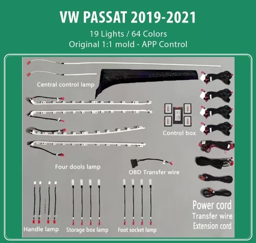 DIQ AMBIENT VW PASSAT III FULL KIT (Digital iQ Ambient Light VW Passat mod.2019-2021, 19 Lights) DIQ_ALVWPS_2019-21_19L