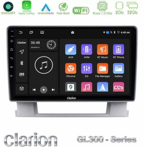 Clarion GL300 Series 4Core Android11 2+32GB Opel Astra J 2010-2014 Navigation Multimedia Tablet 9" Με Carplay & Android Auto U-GL3-OP0367