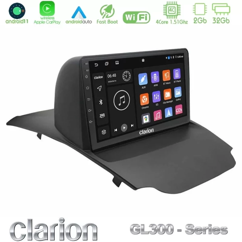 Clarion GL300 Series 4Core Android11 2+32GB Ford Ecosport 2014-2017 Navigation Multimedia Tablet 10" Με Carplay & Android Auto U-GL3-FD0599