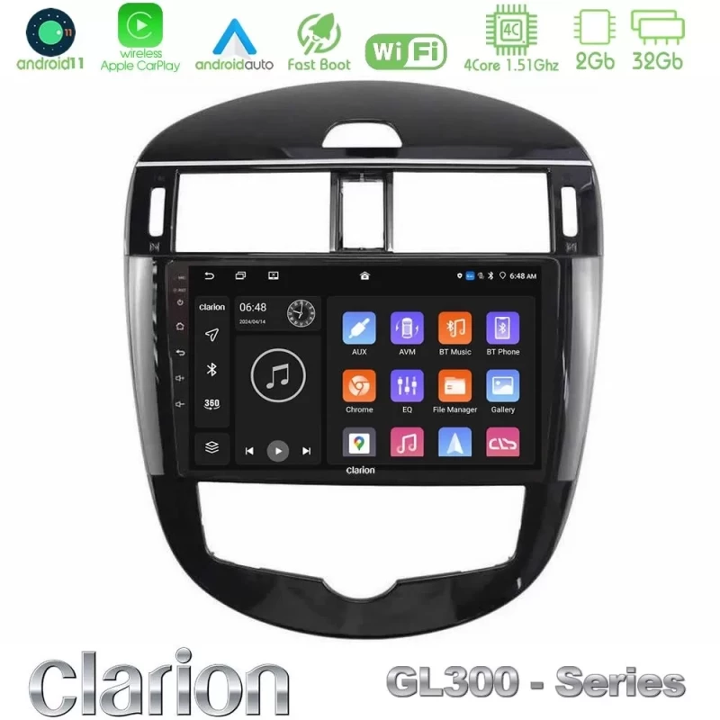 Clarion GL300 Series 4Core Android11 2+32GB Nissan Pulsar 2015-2018 Navigation Multimedia Tablet 9" Με Carplay & Android Auto U-GL3-NS2244