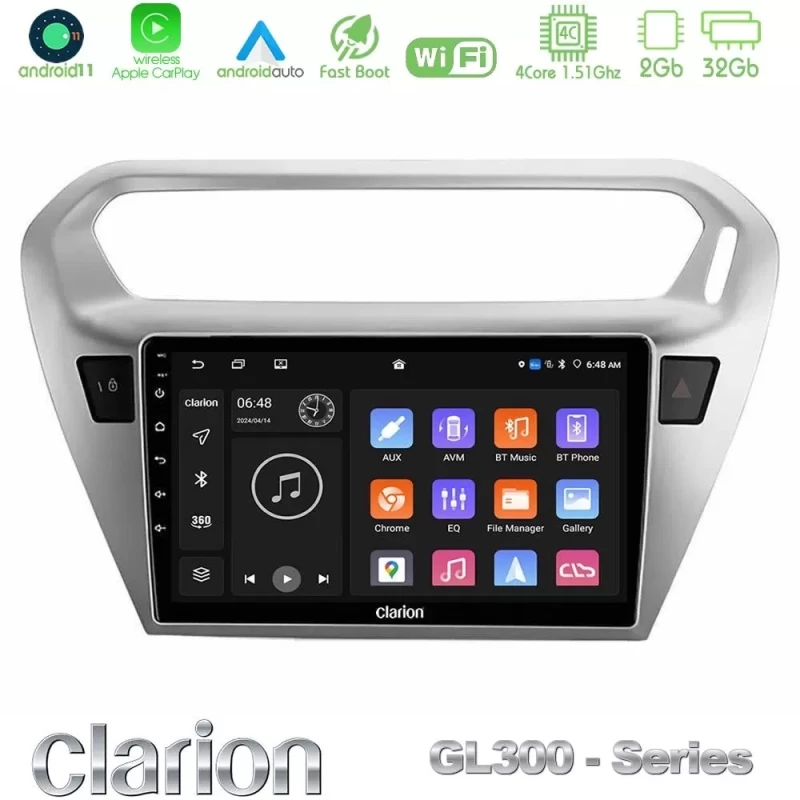 Clarion GL300 Series 4Core Android11 2+32GB Citroën C-Elysée / Peugeot 301 Navigation Multimedia Tablet 9" Με Carplay & Android  U-GL3-CT0070