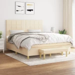 Κρεβάτι Boxspring με Στρώμα Κρεμ 180x200 εκ. Υφασμάτινο Κρεμ 3137178