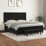 Κρεβάτι Boxspring με Στρώμα Μαύρο 180x200 εκ. Βελούδινο Μαύρο 3138099