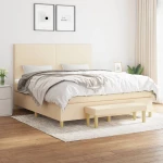 Κρεβάτι Boxspring με Στρώμα Κρεμ 160x200 εκ. Υφασμάτινο Κρεμ 3137010
