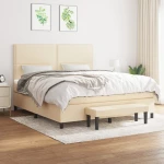 Κρεβάτι Boxspring με Στρώμα Κρεμ 180x200 εκ. Υφασμάτινο Κρεμ 3136538