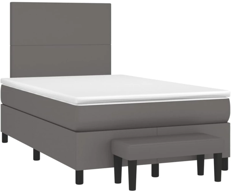 Κρεβάτι Boxspring με Στρώμα Γκρι 120x190εκ. από Συνθετικό Δέρμα Γκρι 3270443