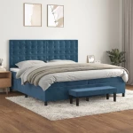 Κρεβάτι Boxspring με Στρώμα Σκούρο Μπλε 200x200 εκ. Βελούδινο Μπλε 3138107