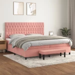 Κρεβάτι Boxspring με Στρώμα Ροζ 200x200 εκ. Βελούδινο Ροζ 3138048