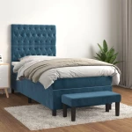 Κρεβάτι Boxspring με Στρώμα Σκούρο Μπλε 100x200 εκ. Βελούδινο Μπλε 3138011