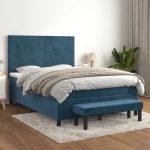Κρεβάτι Boxspring με Στρώμα Σκούρο Μπλε 140x200 εκ. Βελούδινο Μπλε 3137729