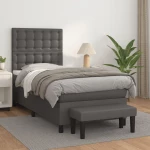 Κρεβάτι Boxspring με Στρώμα Γκρι 80 x 200 εκ. Συνθετικό Δέρμα Γκρι 3137633