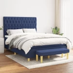 Κρεβάτι Boxspring με Στρώμα Μπλε 140x190 εκ. Υφασμάτινο Μπλε 3137395