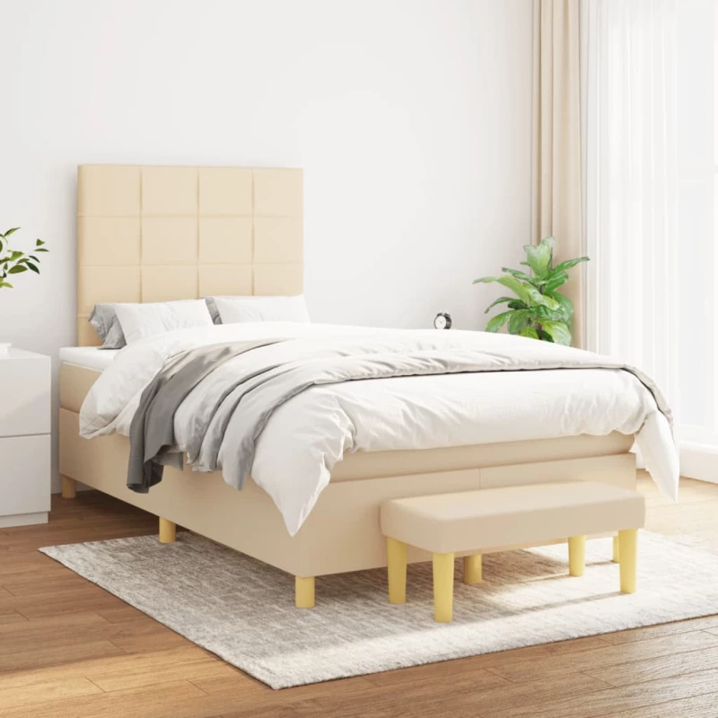 Κρεβάτι Boxspring με Στρώμα Κρεμ 120x200 εκ. Υφασμάτινο Κρεμ 3137146