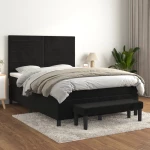 Κρεβάτι Boxspring με Στρώμα Μαύρο 140x200 εκ. Βελούδινο Μαύρο 3137907