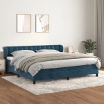 Κρεβάτι Boxspring με Στρώμα Σκούρο Μπλε 200x200 εκ. Βελούδινο Μπλε 3127755