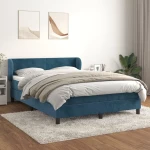 Κρεβάτι Boxspring με Στρώμα Σκούρο Μπλε 140x200 εκ. Βελούδινο Μπλε 3127377