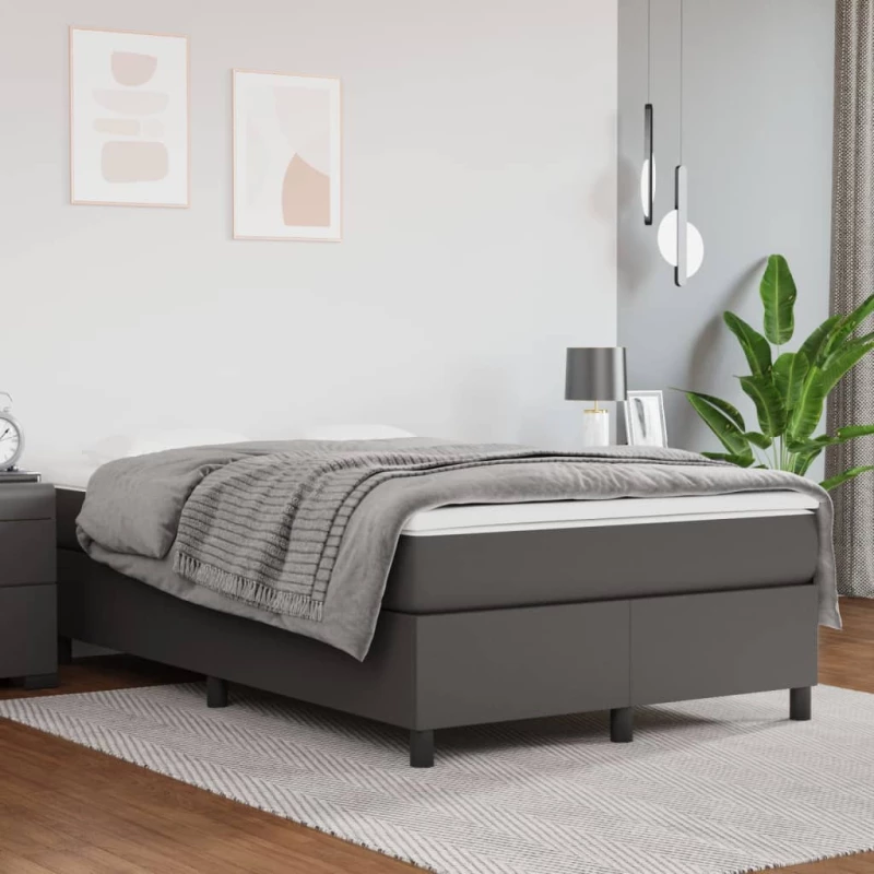 Κρεβάτι Boxspring με Στρώμα Γκρι 120x200εκ. από Συνθετικό Δέρμα Γκρι 3144600