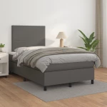 Κρεβάτι Boxspring με Στρώμα Γκρι 120x200εκ. από Συνθετικό Δέρμα Γκρι 3142717