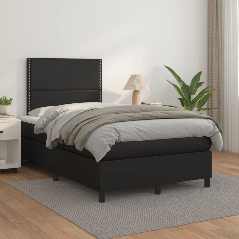 Κρεβάτι Boxspring με Στρώμα Μαύρο 120 x 200 εκ. Συνθετικό Δέρμα Μαύρο 3142773