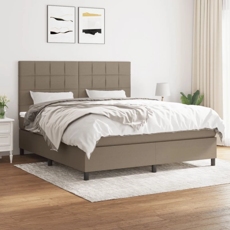 Κρεβάτι Boxspring με Στρώμα Taupe 180x200 εκ. Υφασμάτινο μπεζ-γκρι 3141797