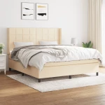 Κρεβάτι Boxspring με Στρώμα Κρεμ 180x200 εκ. Υφασμάτινο Κρεμ 3131454