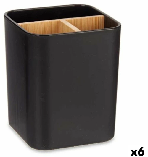 Βαση για οδοντοβουρτσεσ Μαύρο Διακοσμητική κανάτα πολυπροπυλένιο 9 x 11 x 9 cm (x6) S3629113