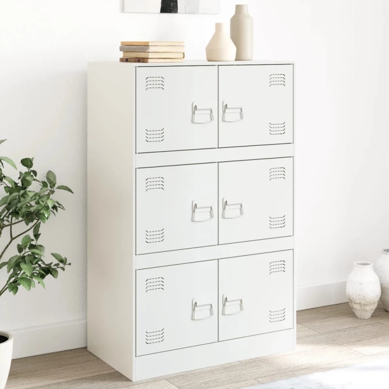 Μπουφές Λευκός 67x39x107 εκ. από Ατσάλι Λευκό 841660