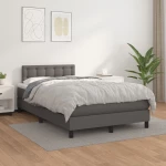 Κρεβάτι Boxspring με Στρώμα Γκρι 120x200εκ. από Συνθετικό Δέρμα Γκρι 3141117