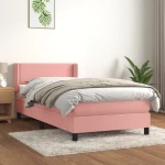 Κρεβάτι Boxspring με Στρώμα Ροζ 100x200 εκ. Βελούδινο Ροζ 3130888