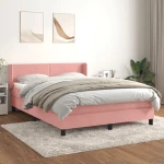Κρεβάτι Boxspring με Στρώμα Ροζ 140x190 εκ. Βελούδινο Ροζ 3130840