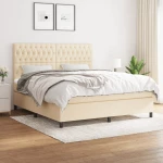 Κρεβάτι Boxspring με Στρώμα Κρεμ 180x200 εκ. Υφασμάτινο Κρεμ 3142038