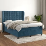 Κρεβάτι Boxspring με Στρώμα Σκούρο Μπλε 140x200 εκ. Βελούδινο Μπλε 3129457