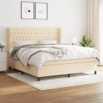 Κρεβάτι Boxspring με Στρώμα Κρεμ 180x200 εκ. Υφασμάτινο Κρεμ 3128226