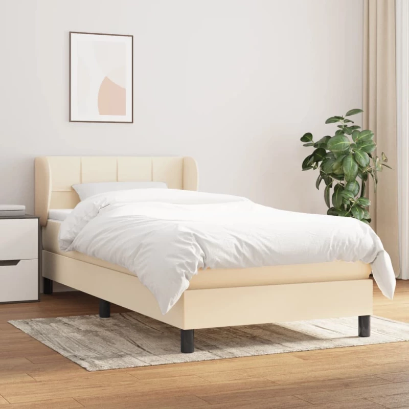 Κρεβάτι Boxspring με Στρώμα Κρεμ 90x190 εκ.Υφασμάτινο Κρεμ 3126210