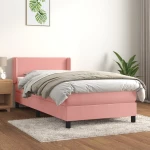 Κρεβάτι Boxspring με Στρώμα Ροζ 90x200 εκ. Βελούδινο Ροζ 3130822