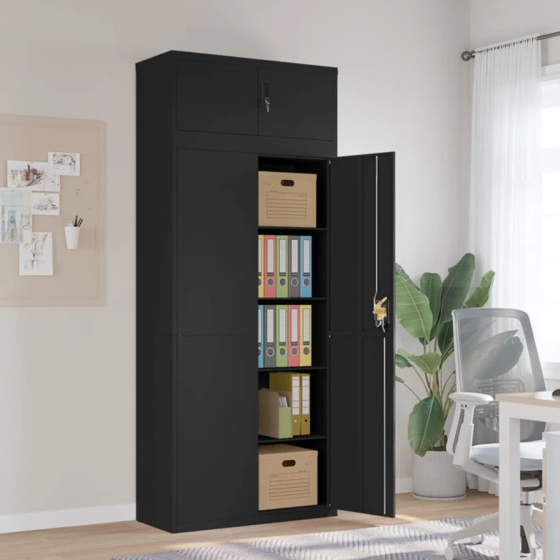 Αρχειοθήκη Μαύρη 90 x 40 x 220 εκ. Ατσάλινη Μαύρο 3188326