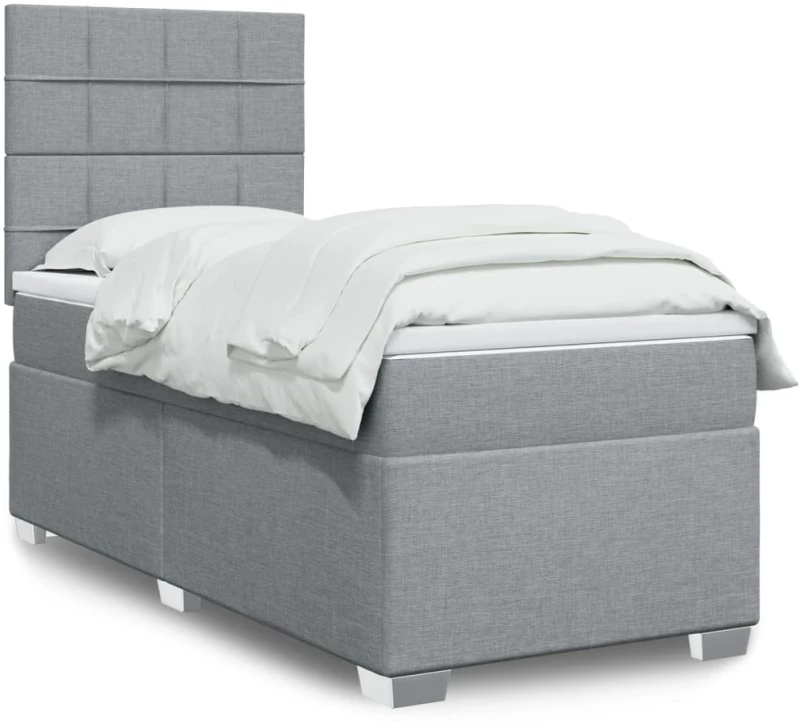 Κρεβάτι Boxspring με Στρώμα Ανοιχτό Γκρι 100x200 εκ. Υφασμάτινο Γκρι 3290399