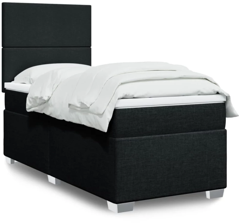 Κρεβάτι Boxspring με Στρώμα Μαύρο 100 x 200 εκ. Υφασμάτινο Μαύρο 3290394