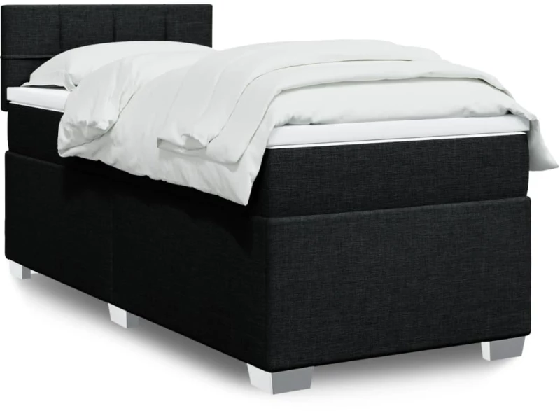 Κρεβάτι Boxspring με Στρώμα Μαύρο 100 x 200 εκ. Υφασμάτινο Μαύρο 3288101
