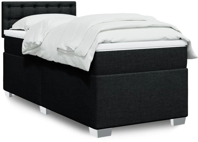 Κρεβάτι Boxspring με Στρώμα Μαύρο 90x190 εκ.Υφασμάτινο Μαύρο 3285759
