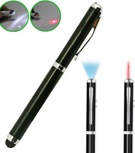 Stylus Touch Pen με Φακό 4 σε 1 Μαύρο
