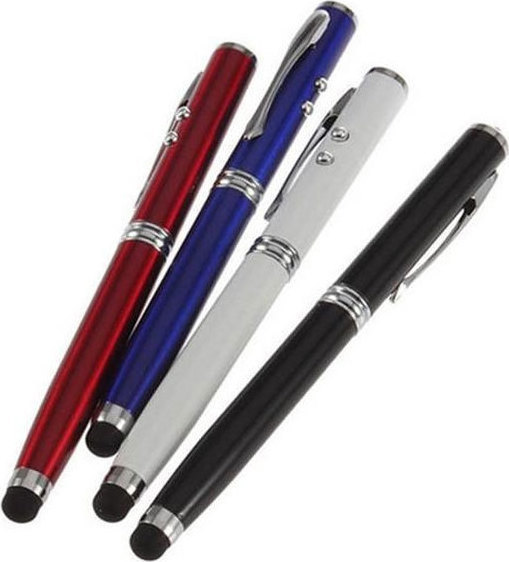 Stylus Touch Pen με Φακό 4 σε 1 Μαύρο
